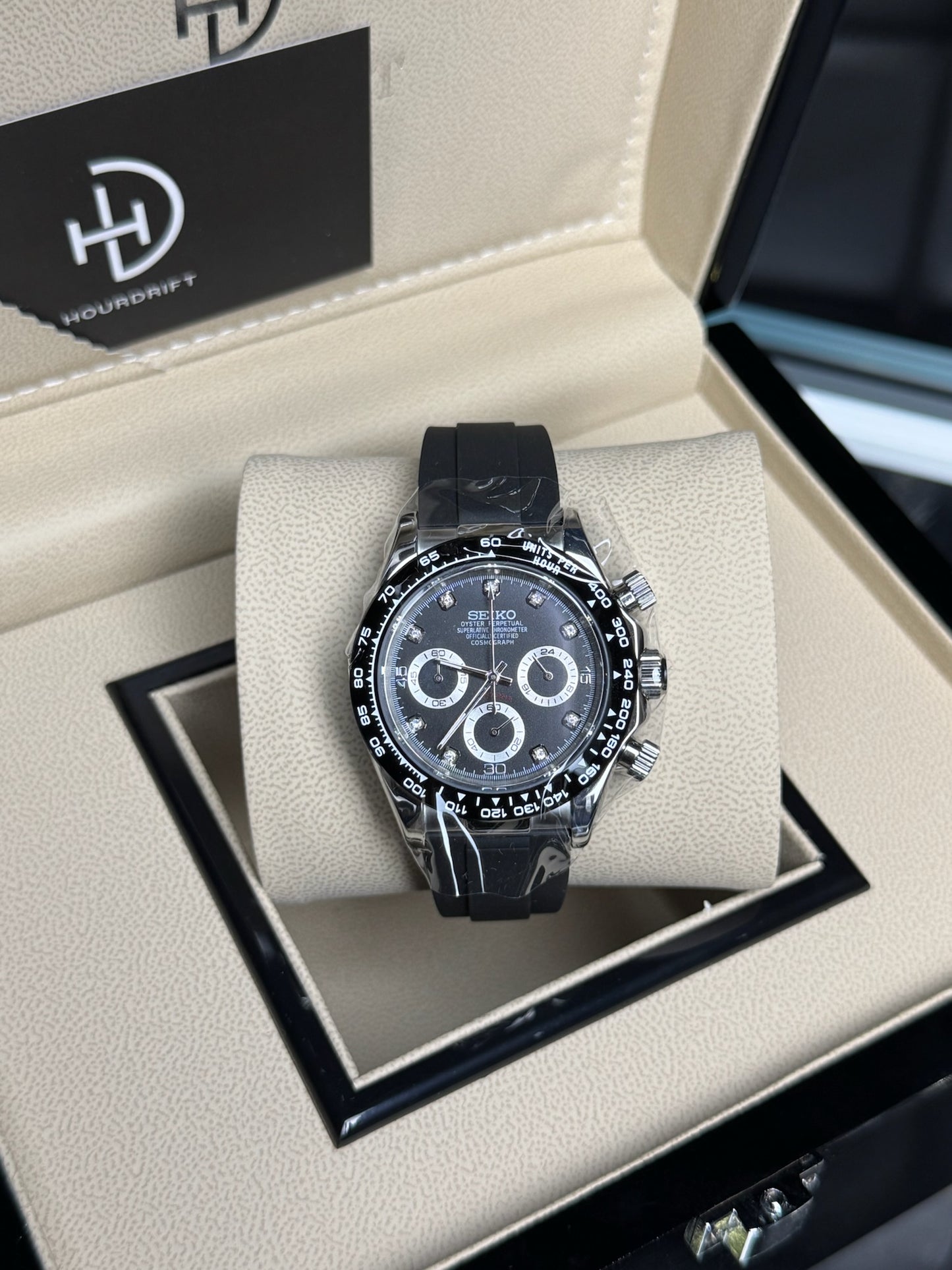 Seiko Mod Daytona Black (Rubber Strap)