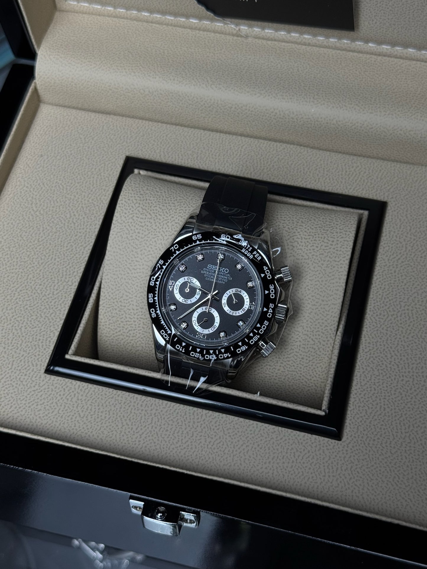 Seiko Mod Daytona Black (Rubber Strap)