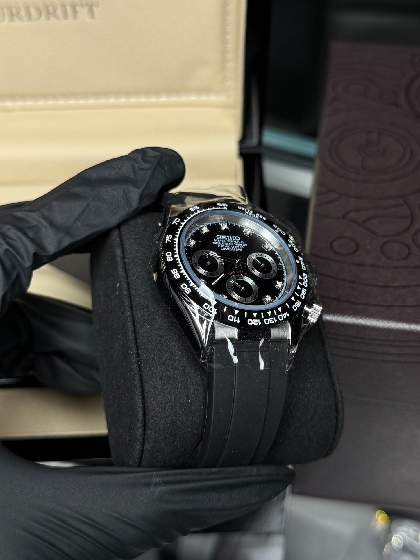 Seiko Mod Daytona Black (Rubber Strap)