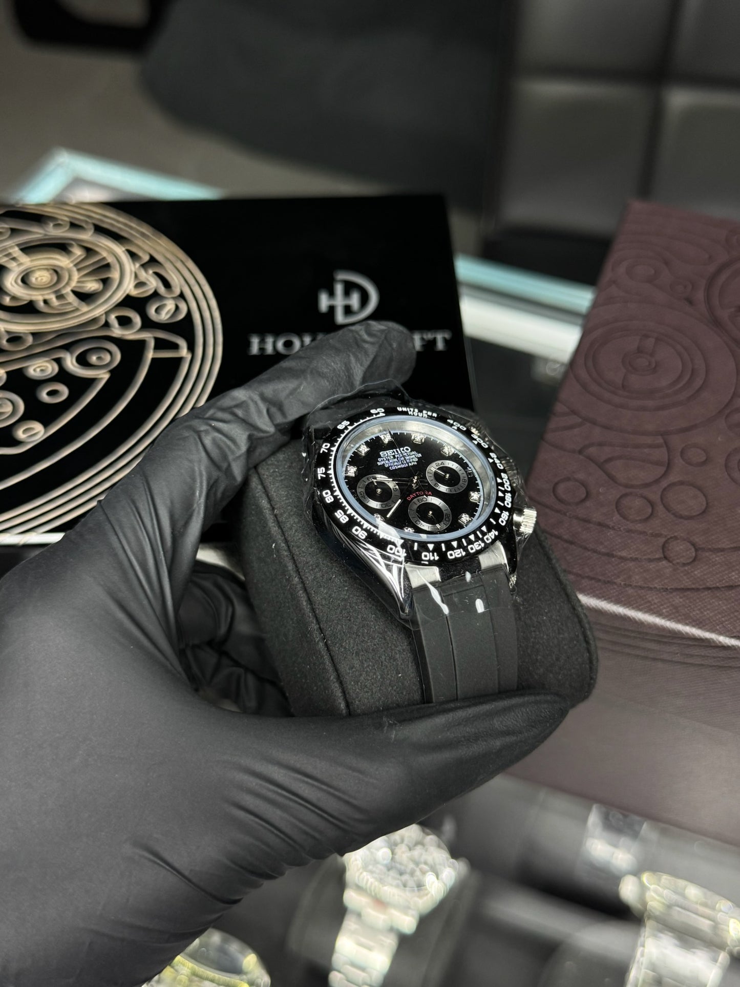 Seiko Mod Daytona Black (Rubber Strap)