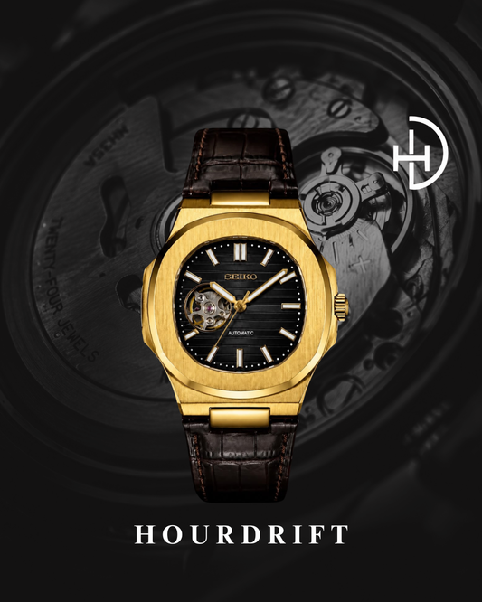 Seiko Mod Nautilus Open Heart Gold