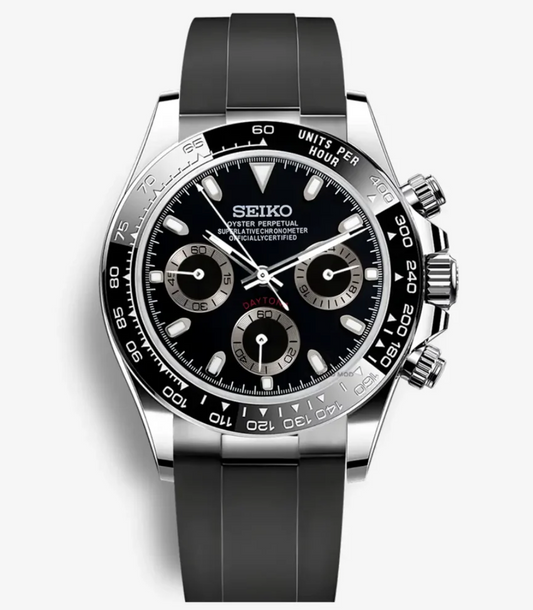 Seiko Mod Daytona Black (Rubber Strap)