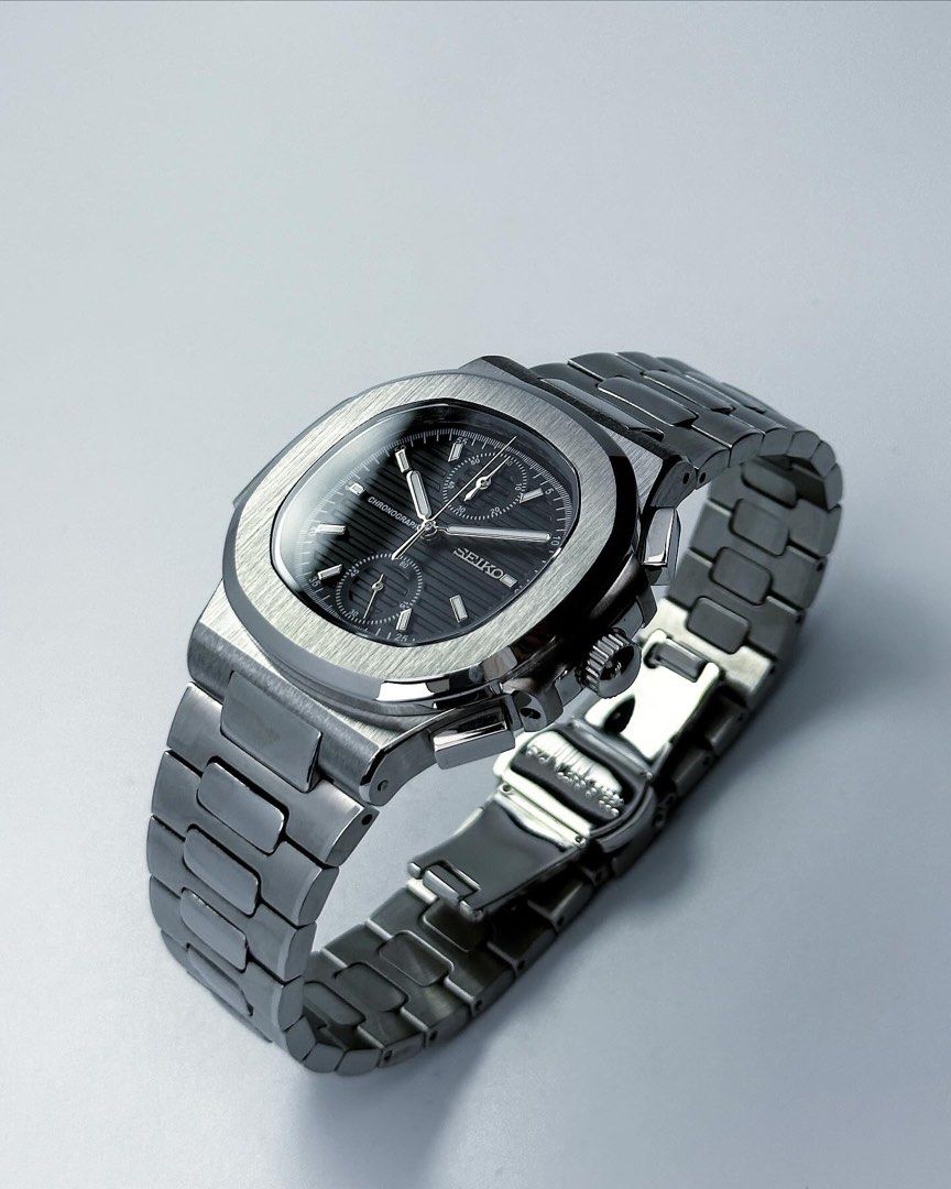 Seiko Mod Nautilus Chrono Black