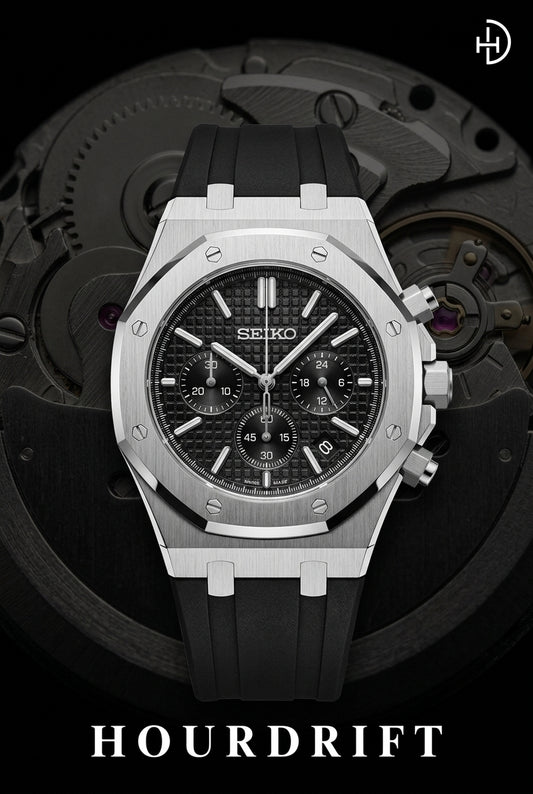 Seiko Mod Royal Oak Black Dial (Rubber Strap)