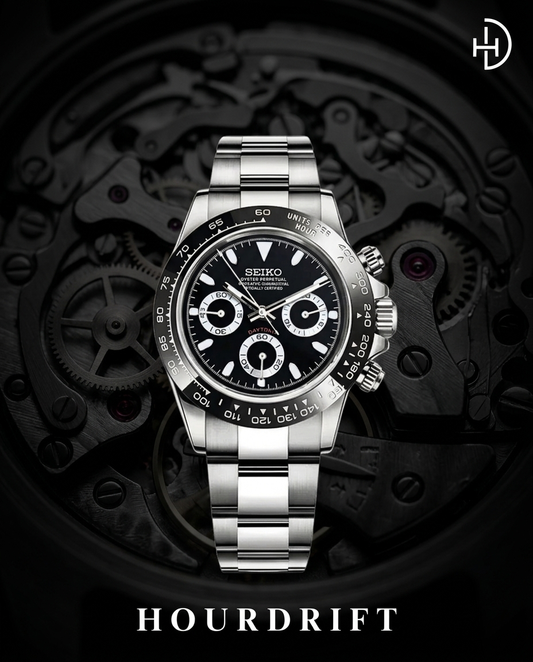 Seiko Mod Daytona Black & White Steel