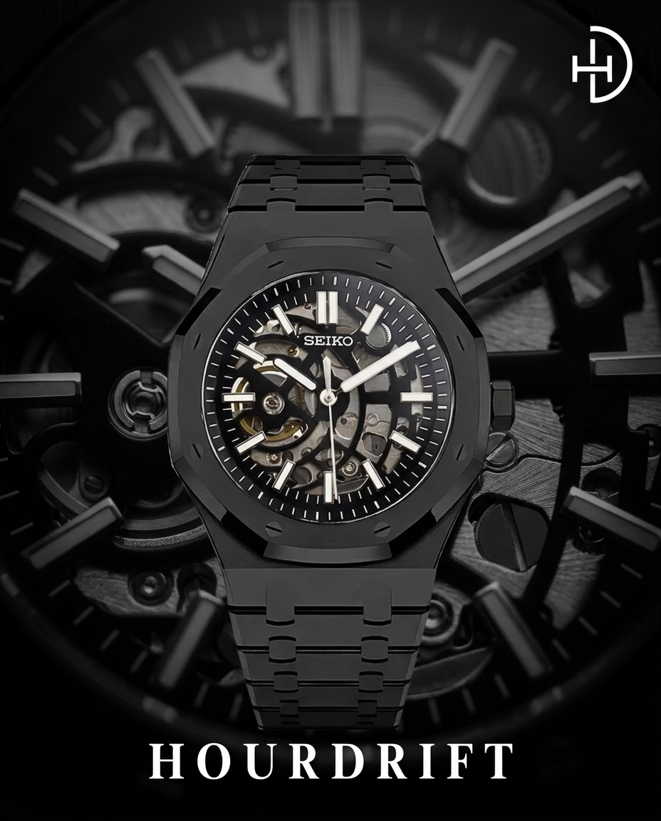 Seiko Mod Royal Oak Skeleton Black