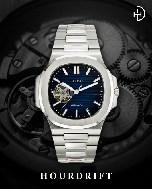 Seiko Mod Nautilus Open Heart Deep Blue