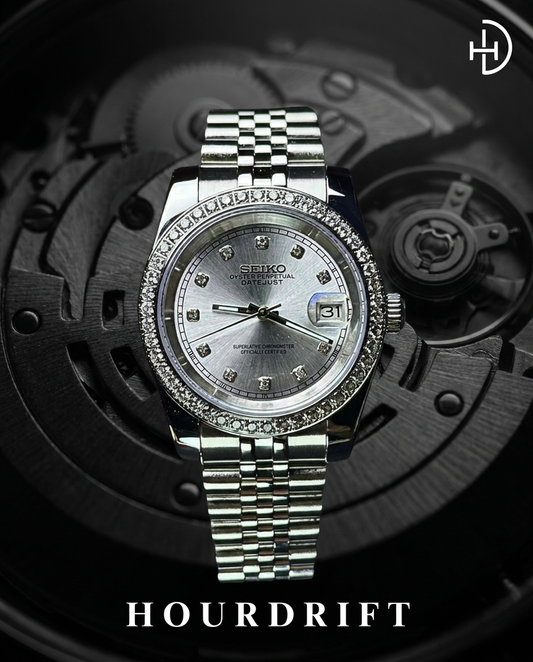 Seiko Mod Datejust Platinum Diamond Face