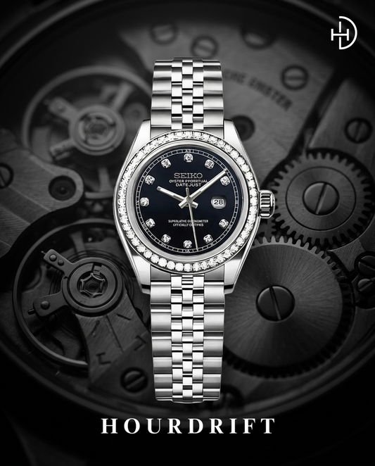 Seiko Mod Datejust Black Dial Diamond Face