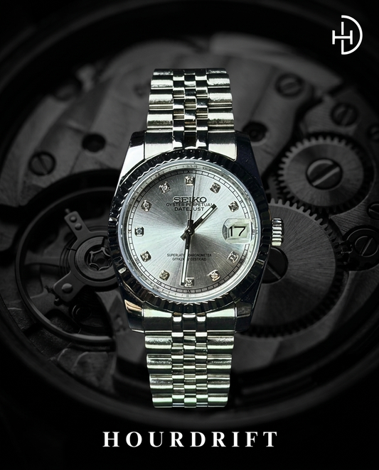Seiko Mod Datejust White Diamond Dial