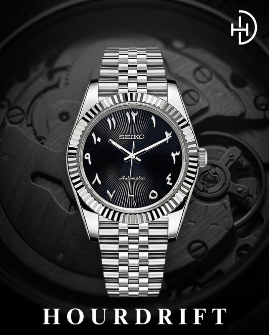 Seiko Mod Datejust Black Arabic Textured Dial