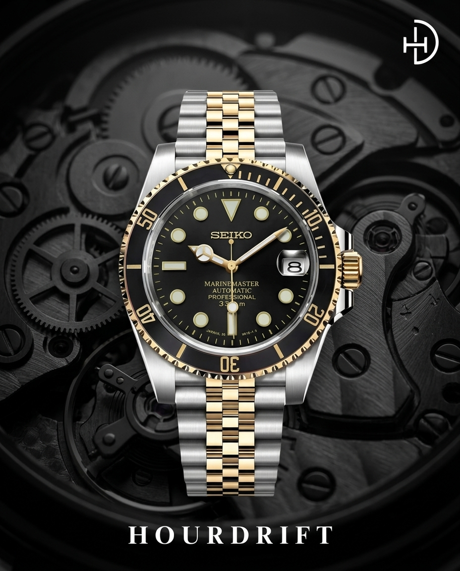 Seiko Mod Submariner Two-Tone Black