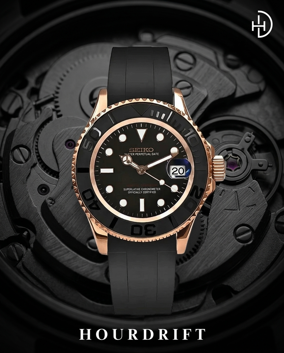 Seiko Mod Yachtmaster Rose Gold (Rubber Strap)